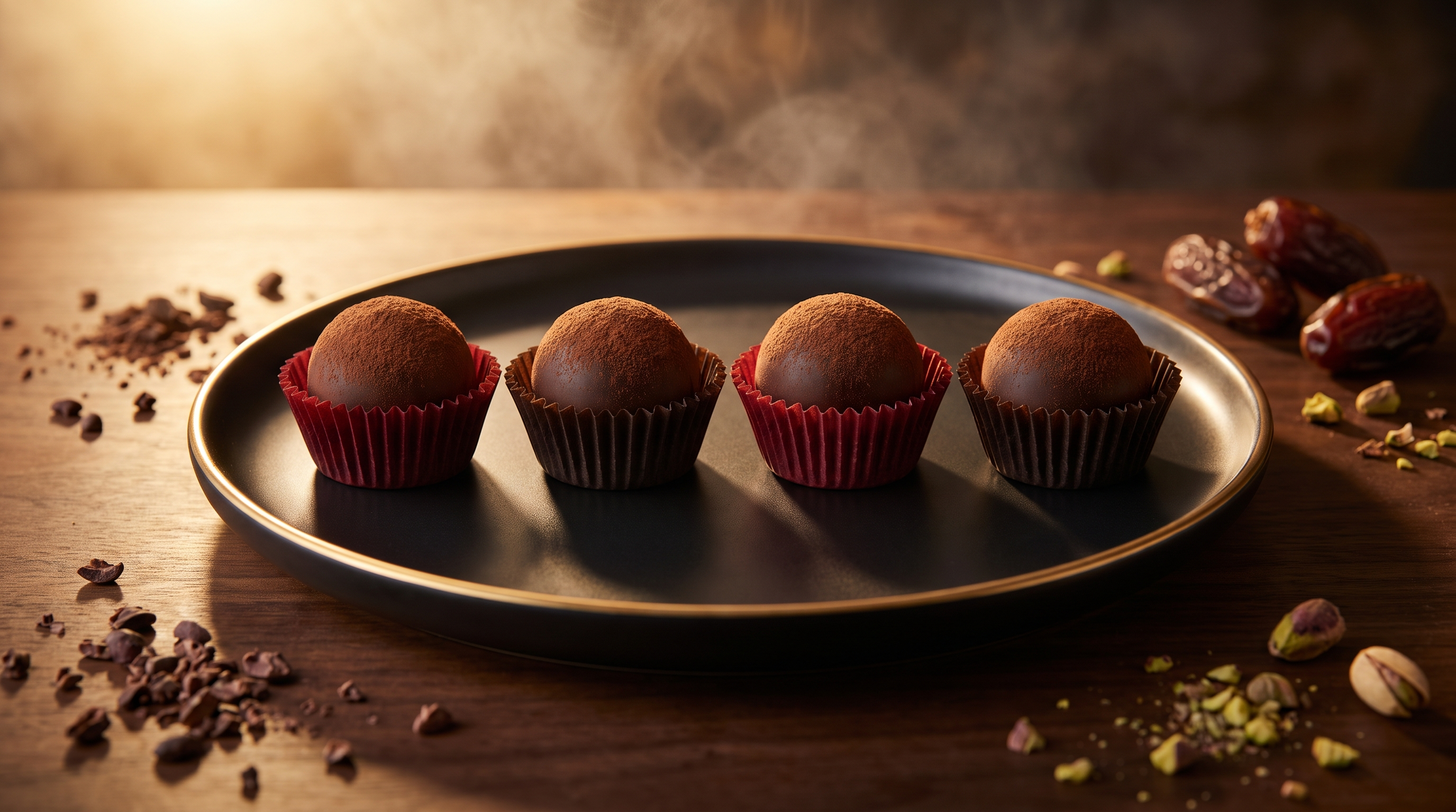 Bombones de dátil bañados en chocolate oscuro — dulce árabe saludable sin azúcar añadido de Corazón Dulce