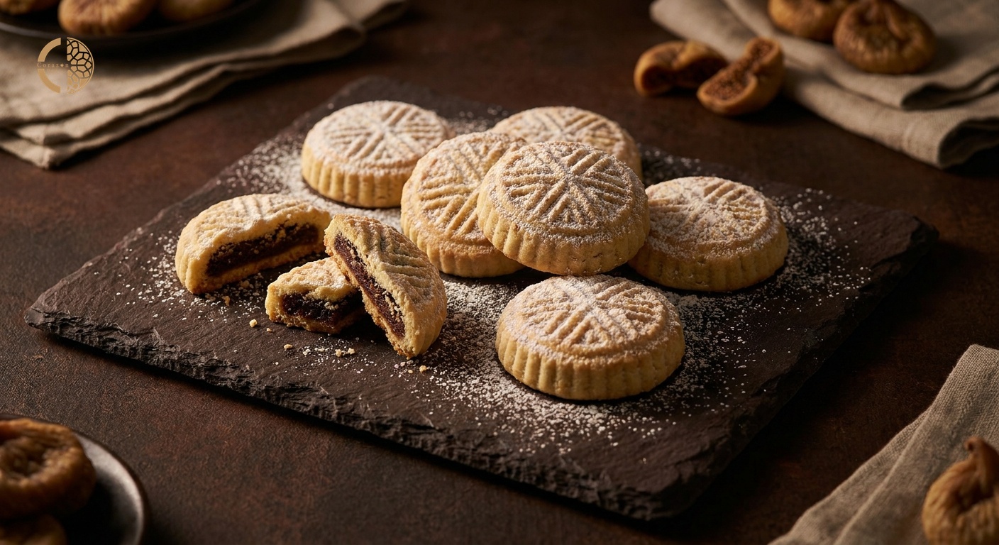 Ma'mul artesanal de sémola y pasta de dátiles — galletitas árabes tradicionales moldeadas a mano por Corazón Dulce